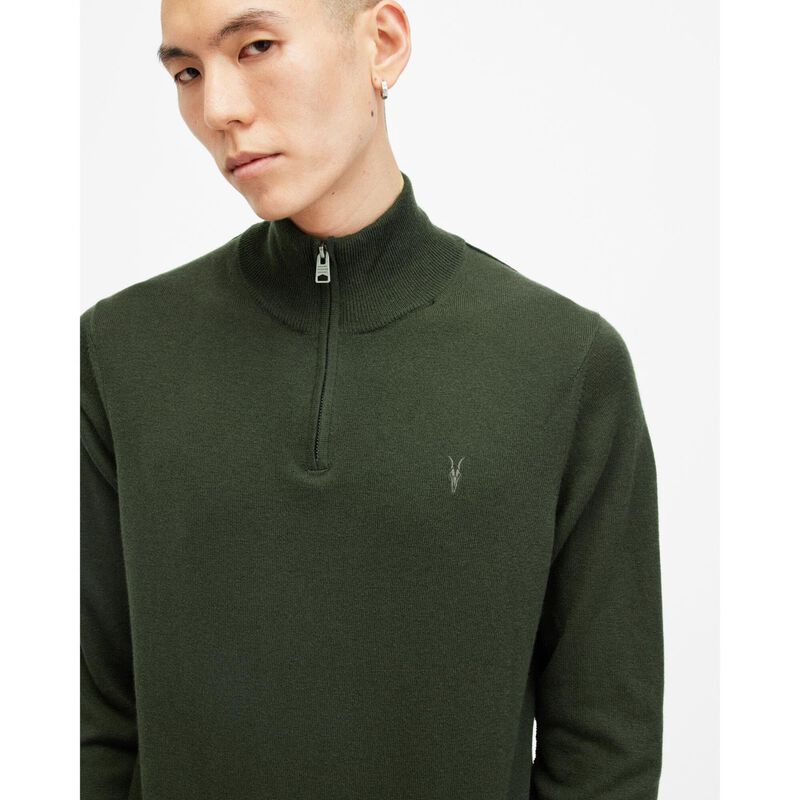 AllSaints Kilburn Zip Funnel Neck Ramskull Jumper image number 6